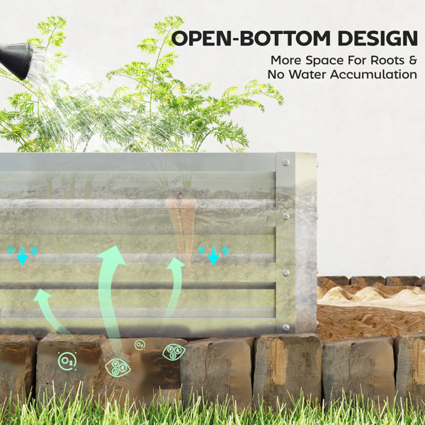 Raised Garden Bed with PE Greenhouse - Galvanized Steel, 47.25" x 23.5"