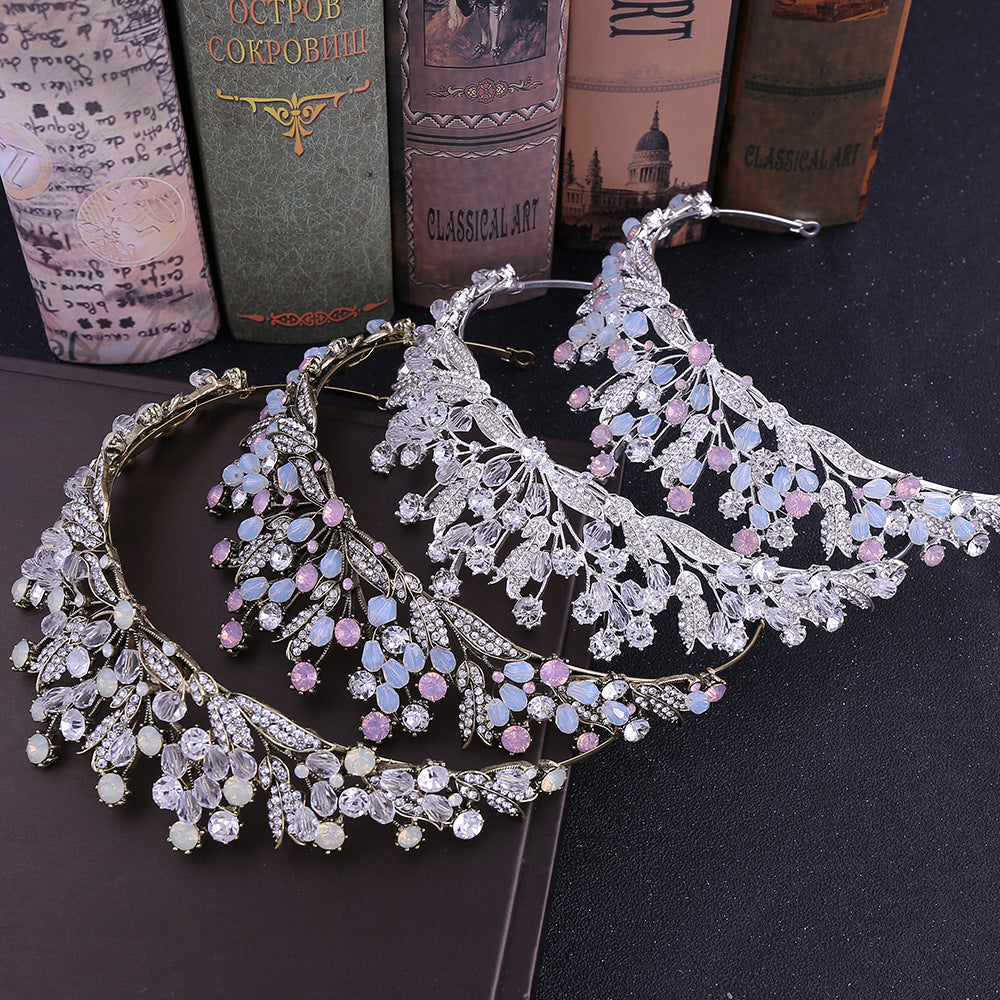 Vintage Rhinestone Crown Hair Accessory Handmade for Women