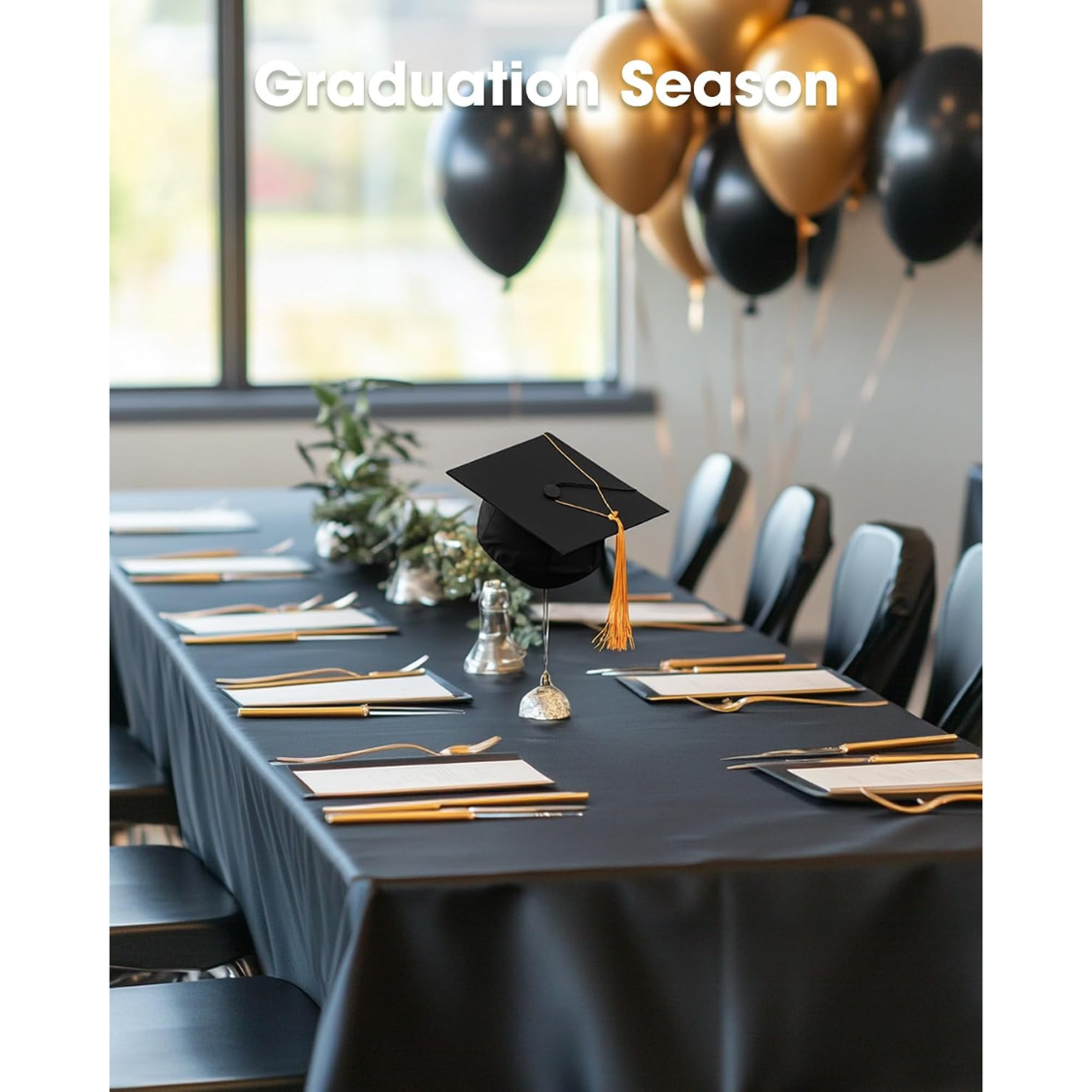 Disposable Plastic Tablecloths - 10 Pack, 54" x 108", Black