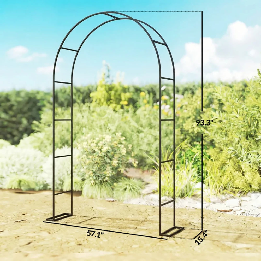 8 Ft Steel Garden Arch - Modern Wedding Arbor with Stable Base