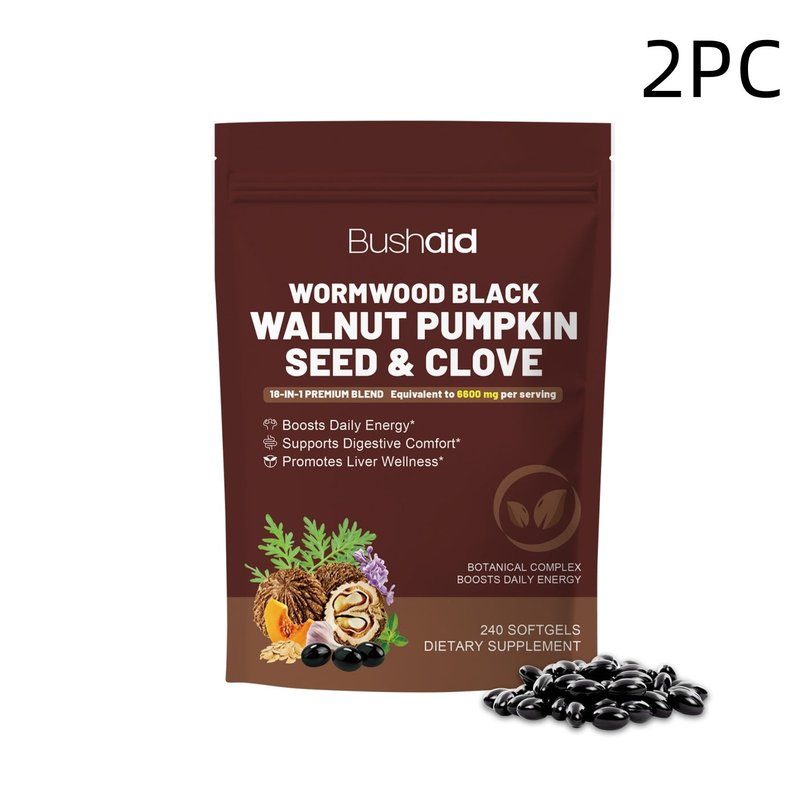 Herbal Wellness Capsules - Black Walnut, Wormwood, Pumpkin Seed, Clove - 240 Softgels