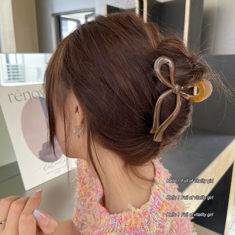 Acrylic Bow Claw Clip - Korean Style Hair Accessory