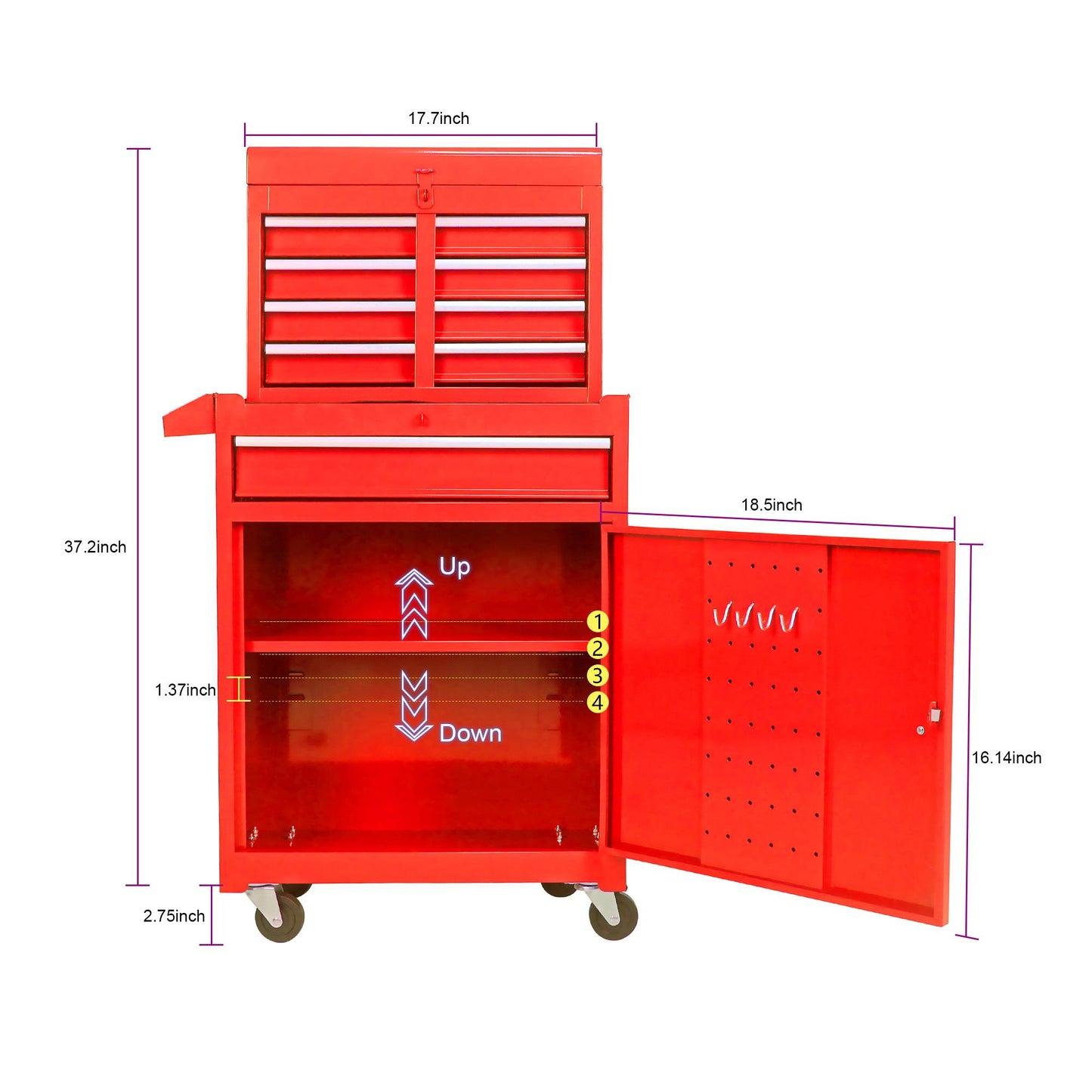 Removable 5-Drawer Metal Tool Storage Cabinet - Garage & Workshop