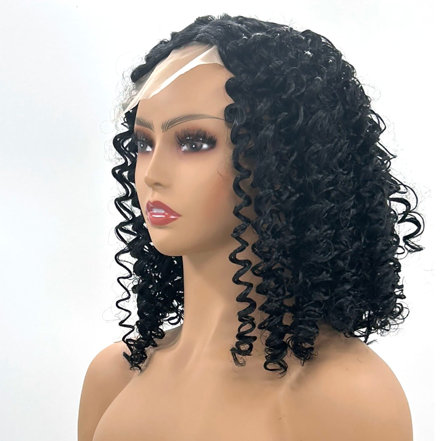 Short Bob Wigs Deep Wave Rose Net Curly Wig Glueless Machine Made