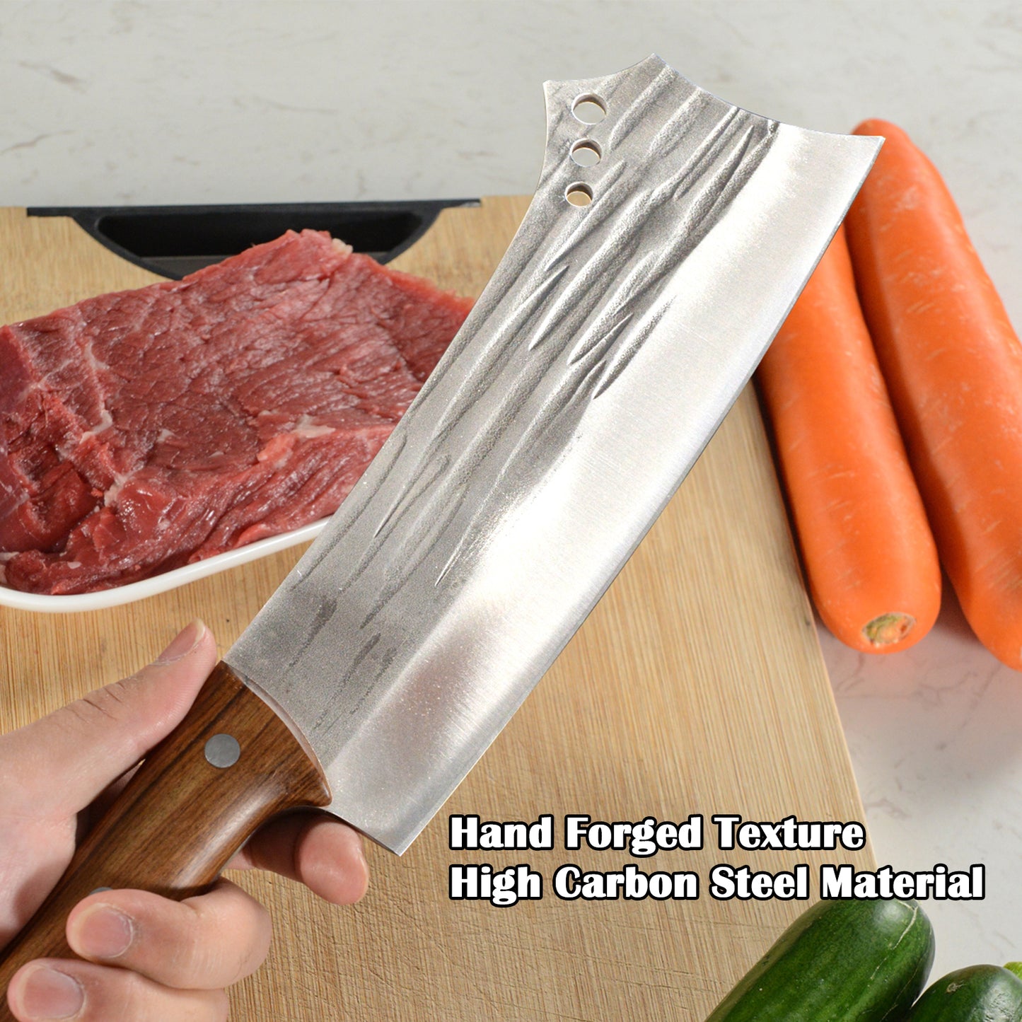Heavy Duty Meat Cleaver Knife - High Carbon Steel Butcher Knife