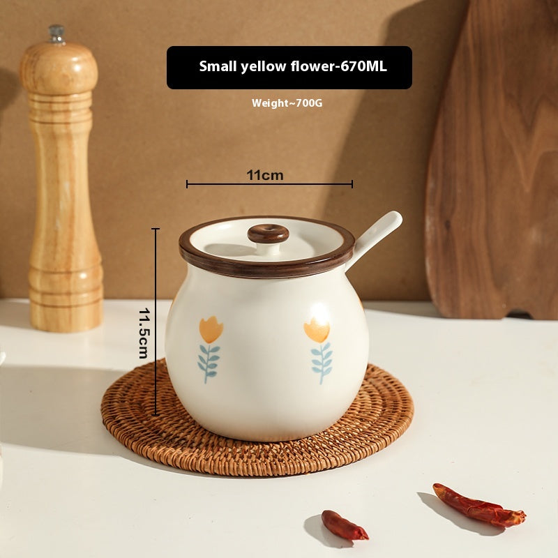 Ceramic Lard Jar with High-Temperature Resistance for Kitchen Storage