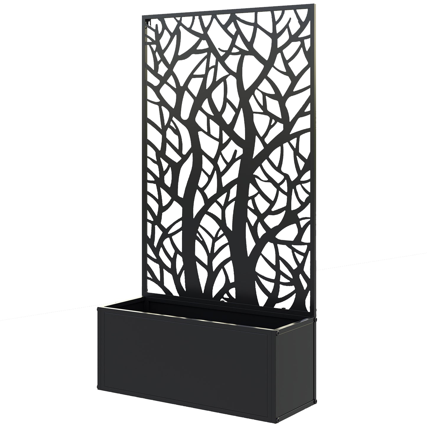 Metal Garden Bed with Trellis for Climbing Plants - Black, 960x680x65mm