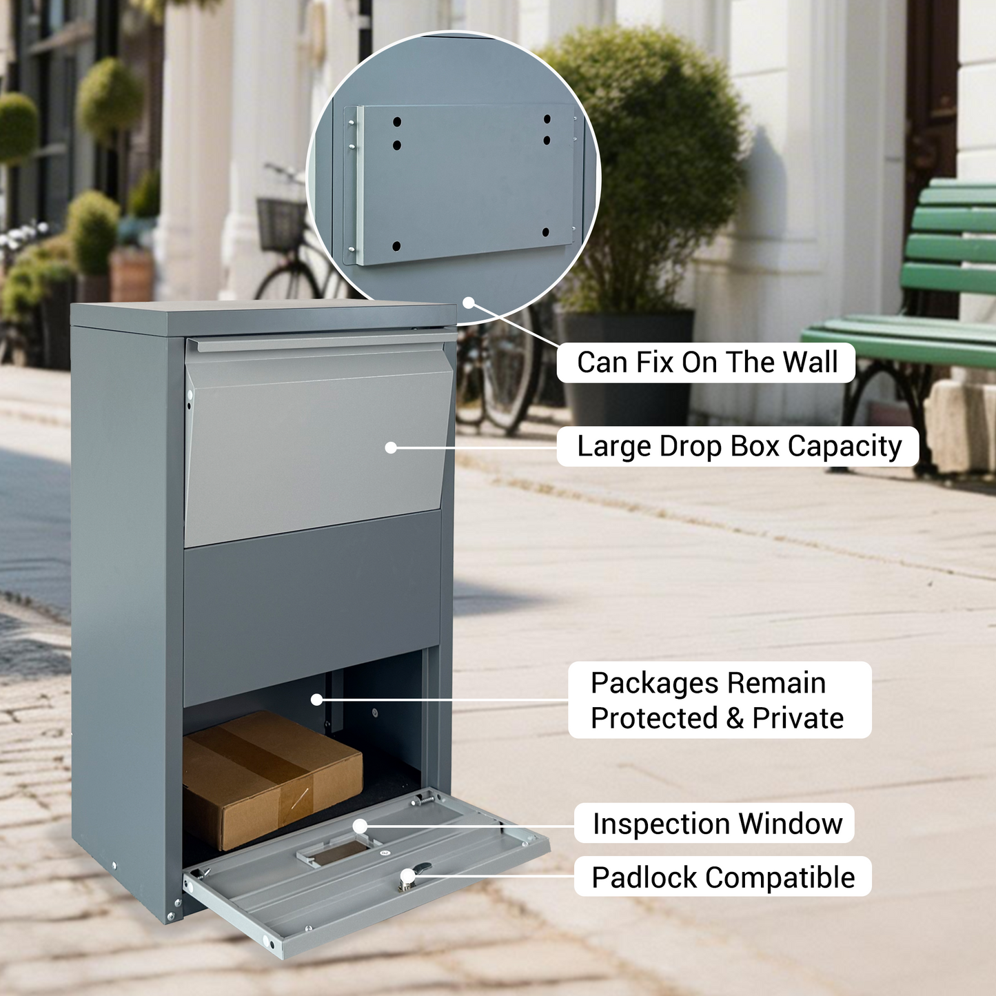 Secure Outdoor Steel Package Delivery Box with Lock - Large Curbside Mailbox