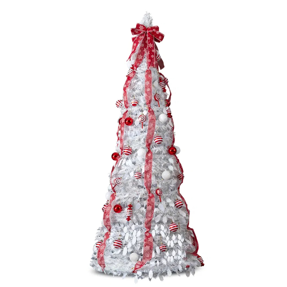6 FT Pre-Lit Christmas Tree with 100 Warm Lights & Ornaments