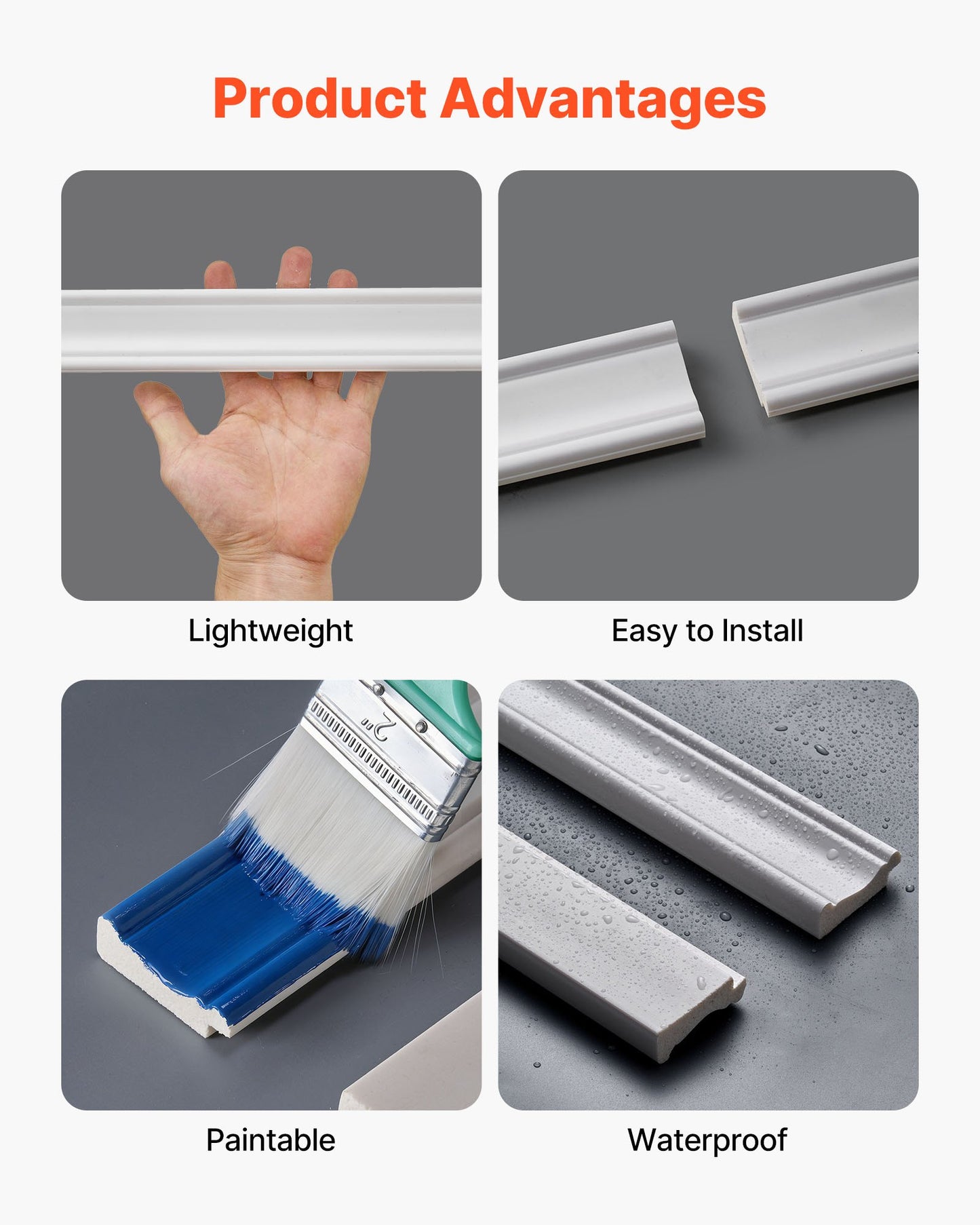 Wall Molding Kit for Interior Accent Walls - Paintable Polystyrene, Easy Install, White (77.5 x 38.6 in)