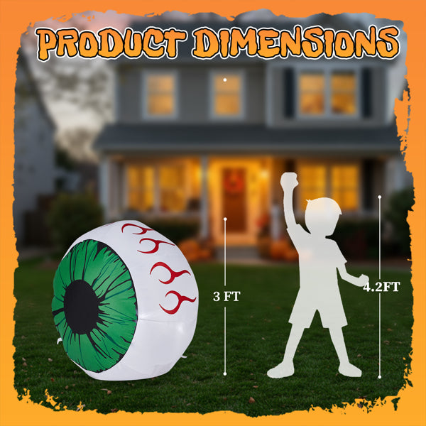2PCS 3FT Light-Up Green Eyeball Halloween Inflatables