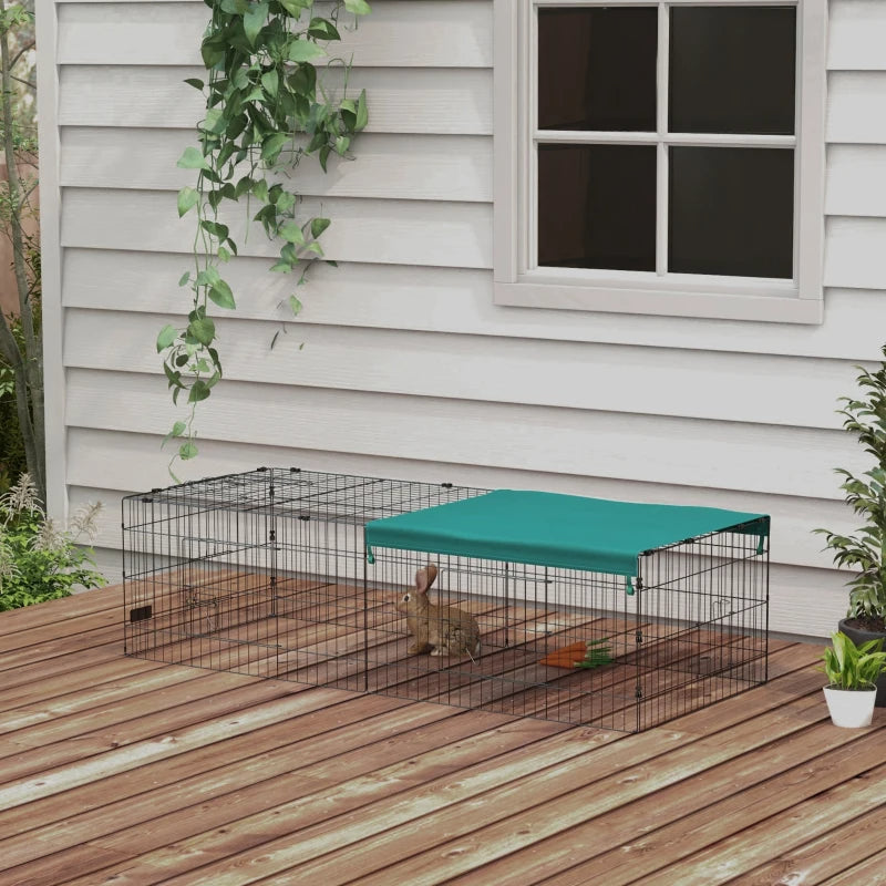 Small Animal Playpen with Roof for Rabbits, Chickens, Chinchillas - Indoor Outdoor Green