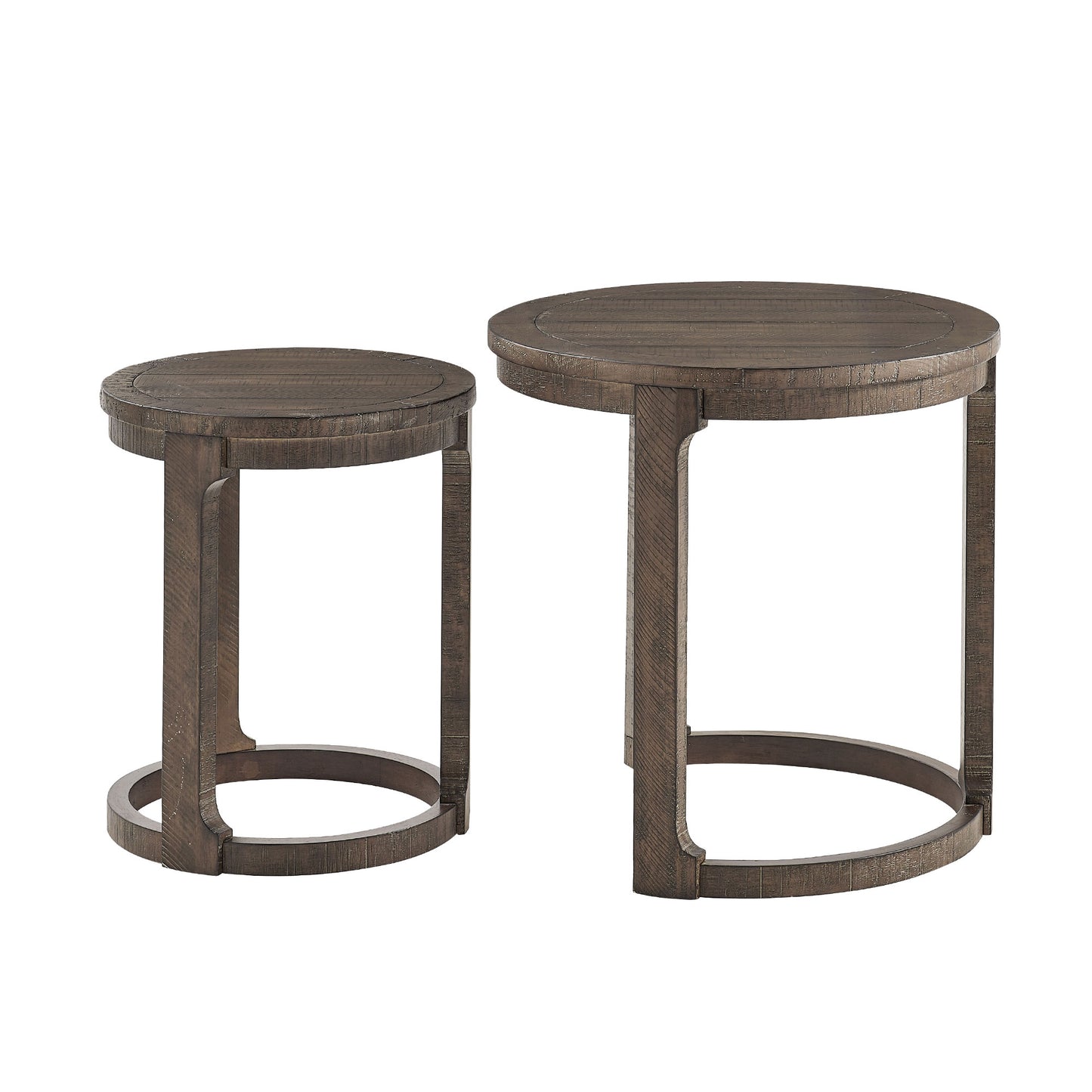 24-Inch 2-Piece Curved Round Coffee Table Set - Dark Brown