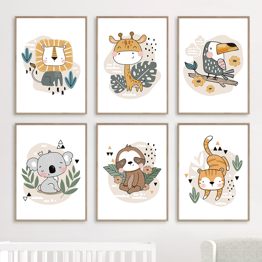 Cute Animal Print Scandinavian Posters for Room Decoration - Multiple Sizes & Styles