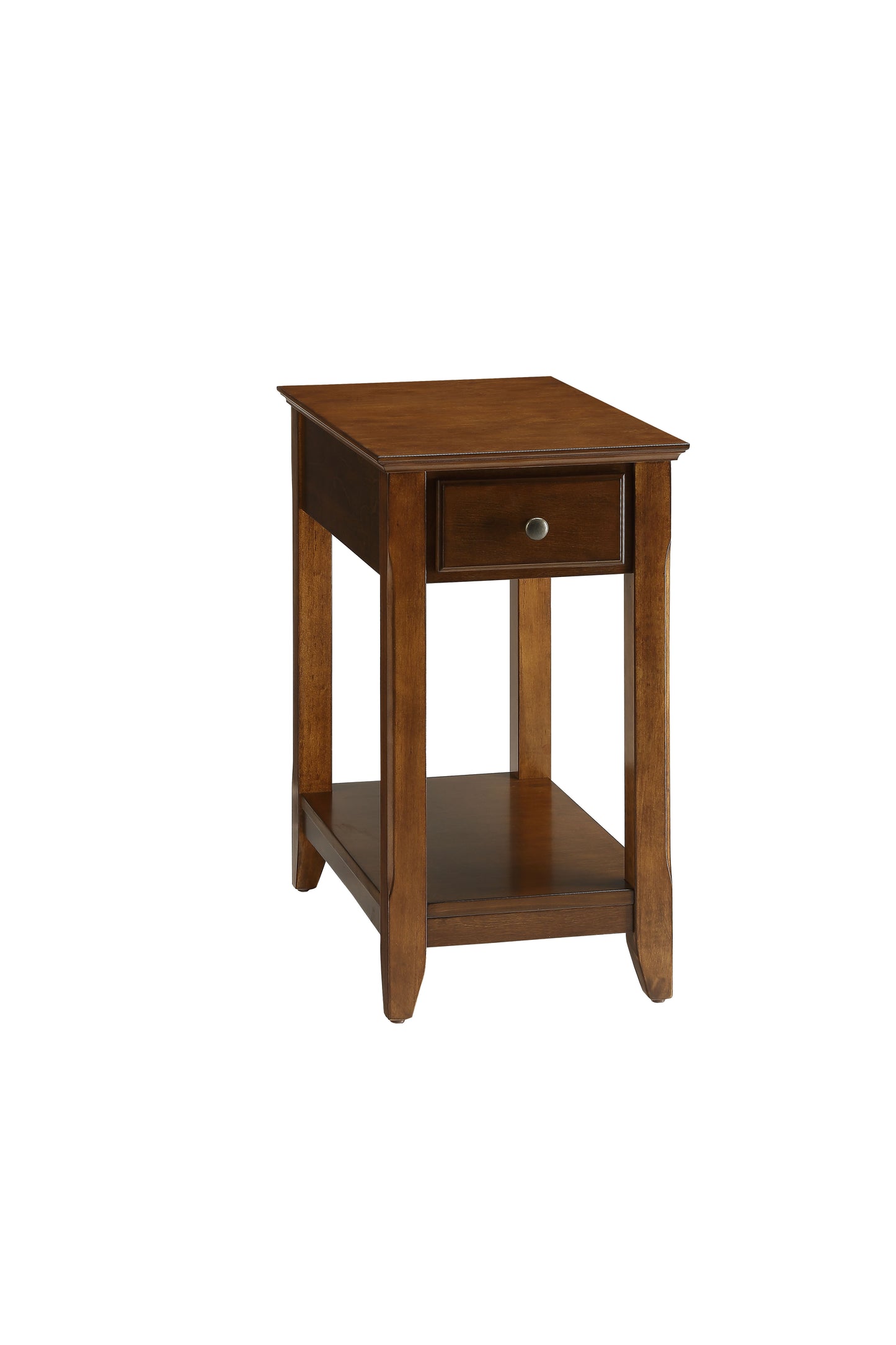 Walnut Finish Accent Table with Open Storage Shelf