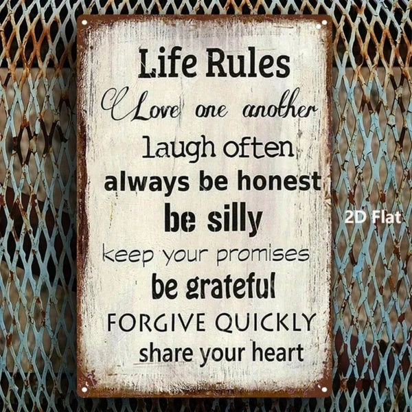 Vintage Inspirational Metal Wall Sign - Love, Smile, Gratitude