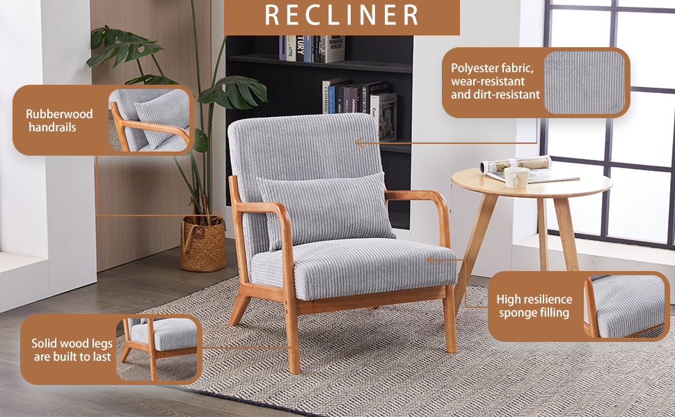 Mid-Century Modern Upholstered Accent Chair - Light Gray