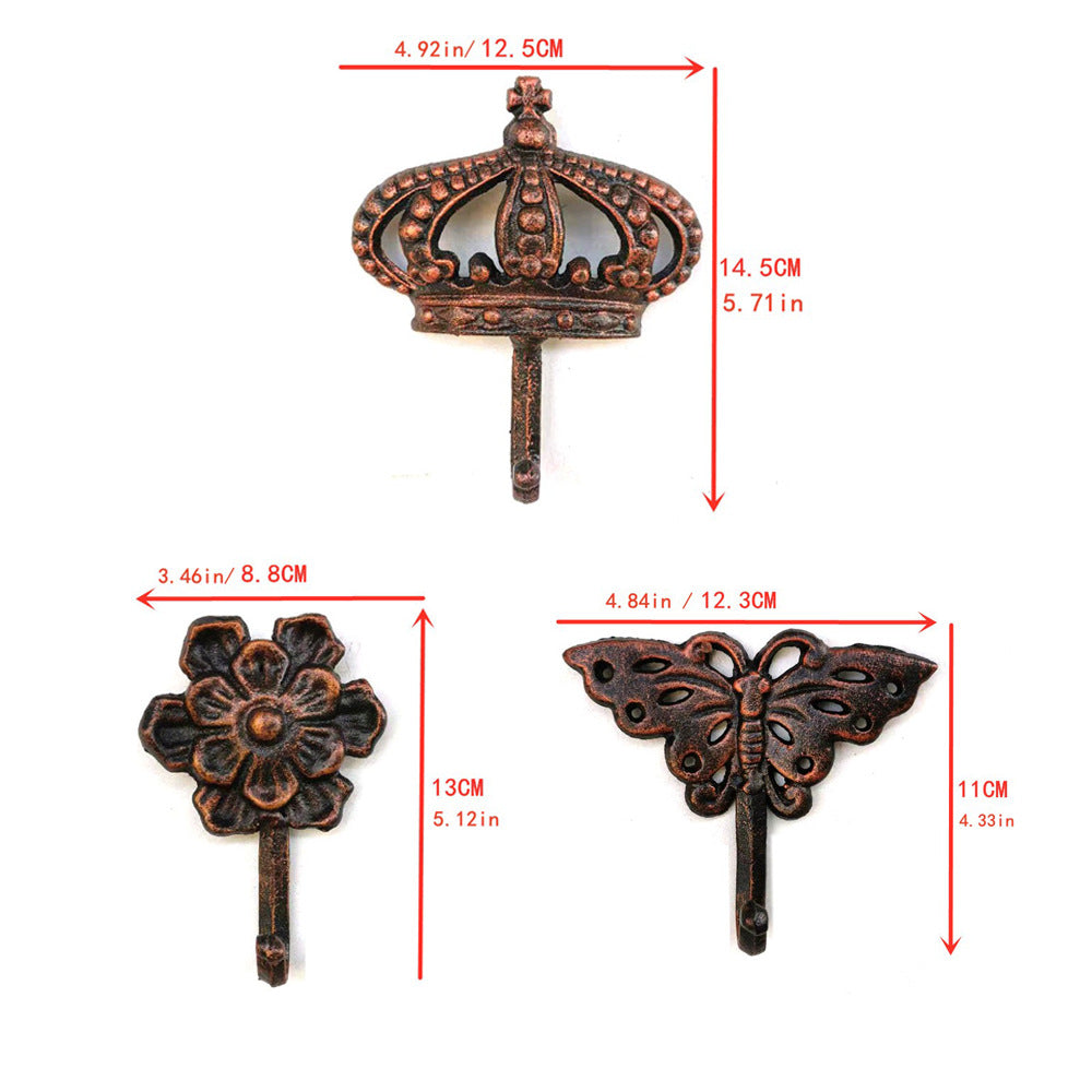 European Style Retro Metal Wall Hook Set Outdoor Garden Decor