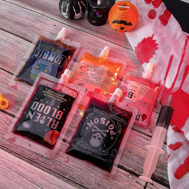 21-Pack Reusable Halloween Blood Drink Bags with Funnels