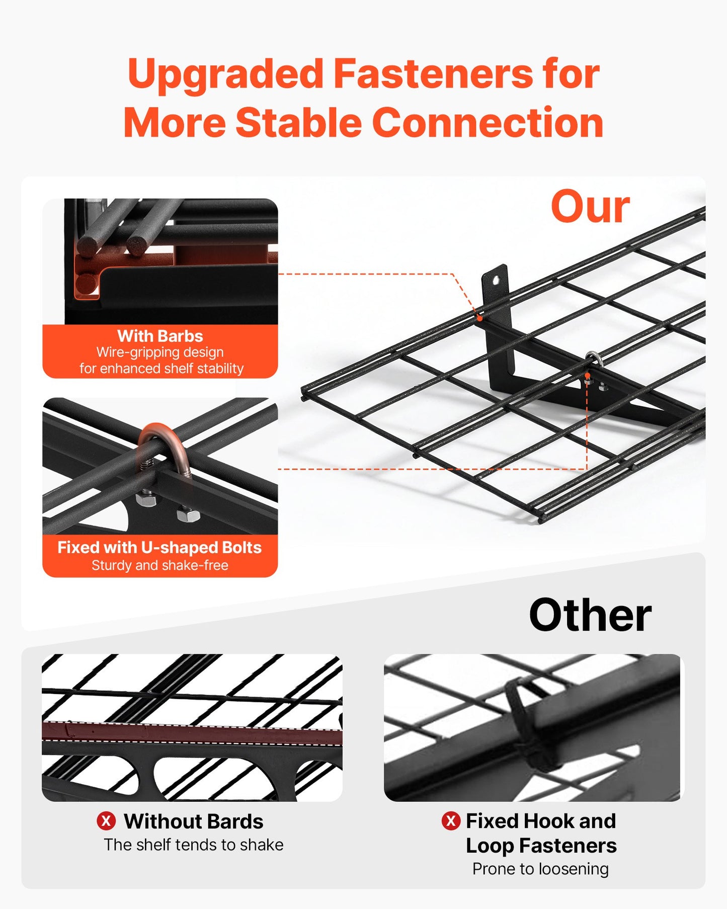 Heavy Duty Wall Garage Shelving Set - 4 Pack 3 Ft Steel Wall Mount Storage Racks