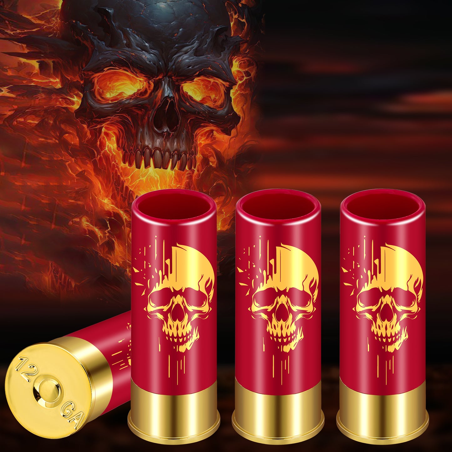 Skull Shot Glasses Set - 4pcs Reusable Plastic Cups for Cocktails