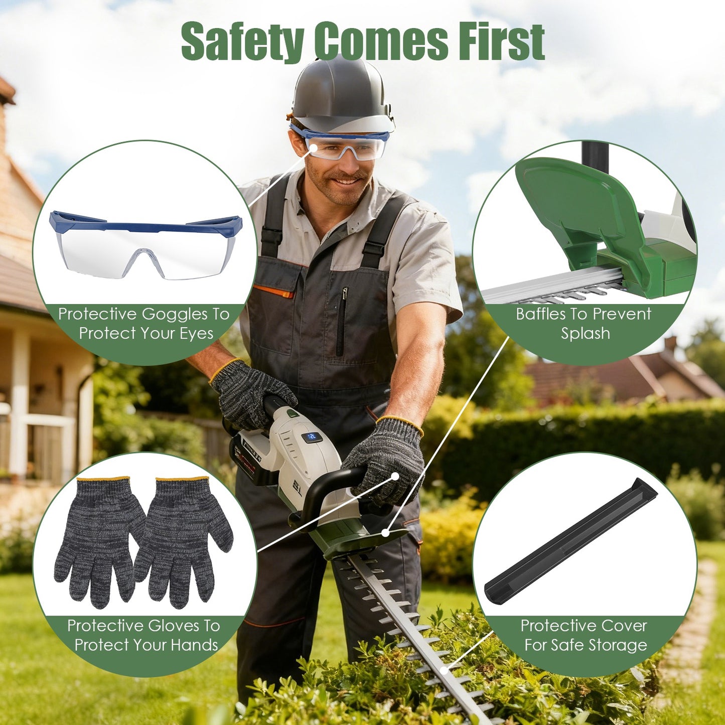Cordless Hedge Trimmer 21V with Dual Action Blades & Adjustable Handle