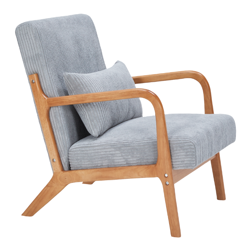 Mid-Century Modern Upholstered Accent Chair - Light Gray