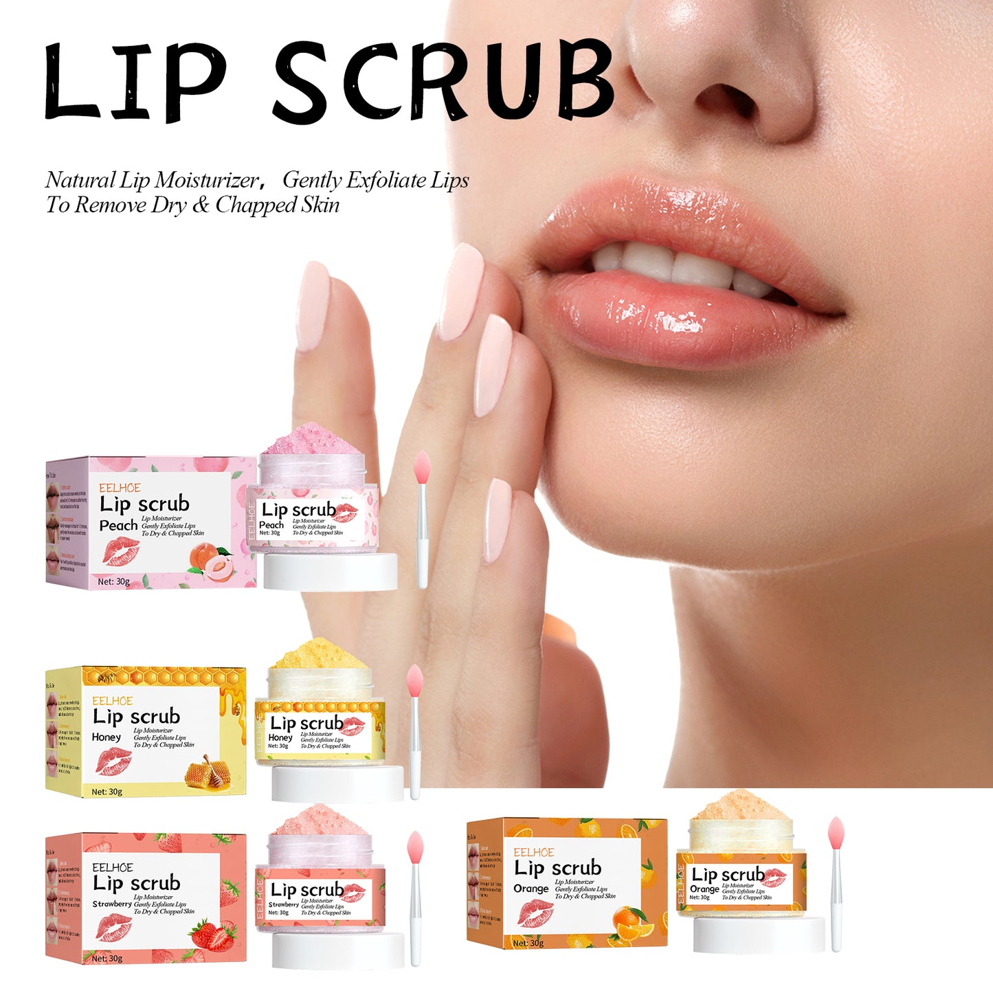 Strawberry Lip Scrub for Exfoliating and Moisturizing Dry Lips
