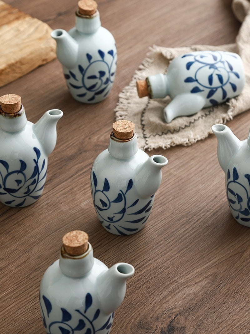 Ceramic Soy Sauce Bottle Set - Retro Chinese Style, 200mL Capacity, Multiple Quantities