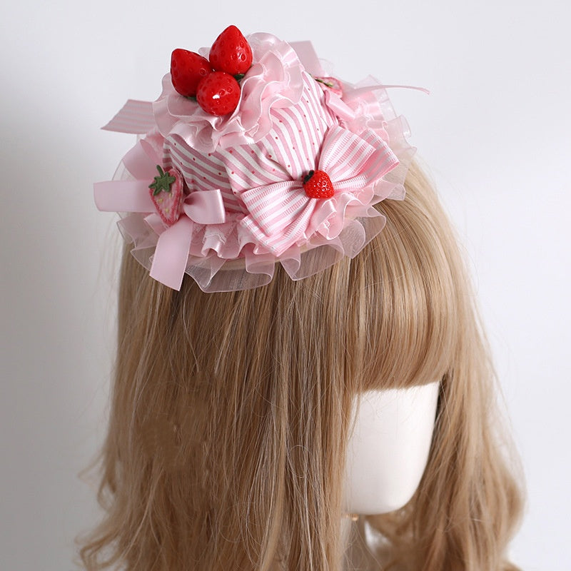 Strawberry Lace Hairband & Hair Clips Set