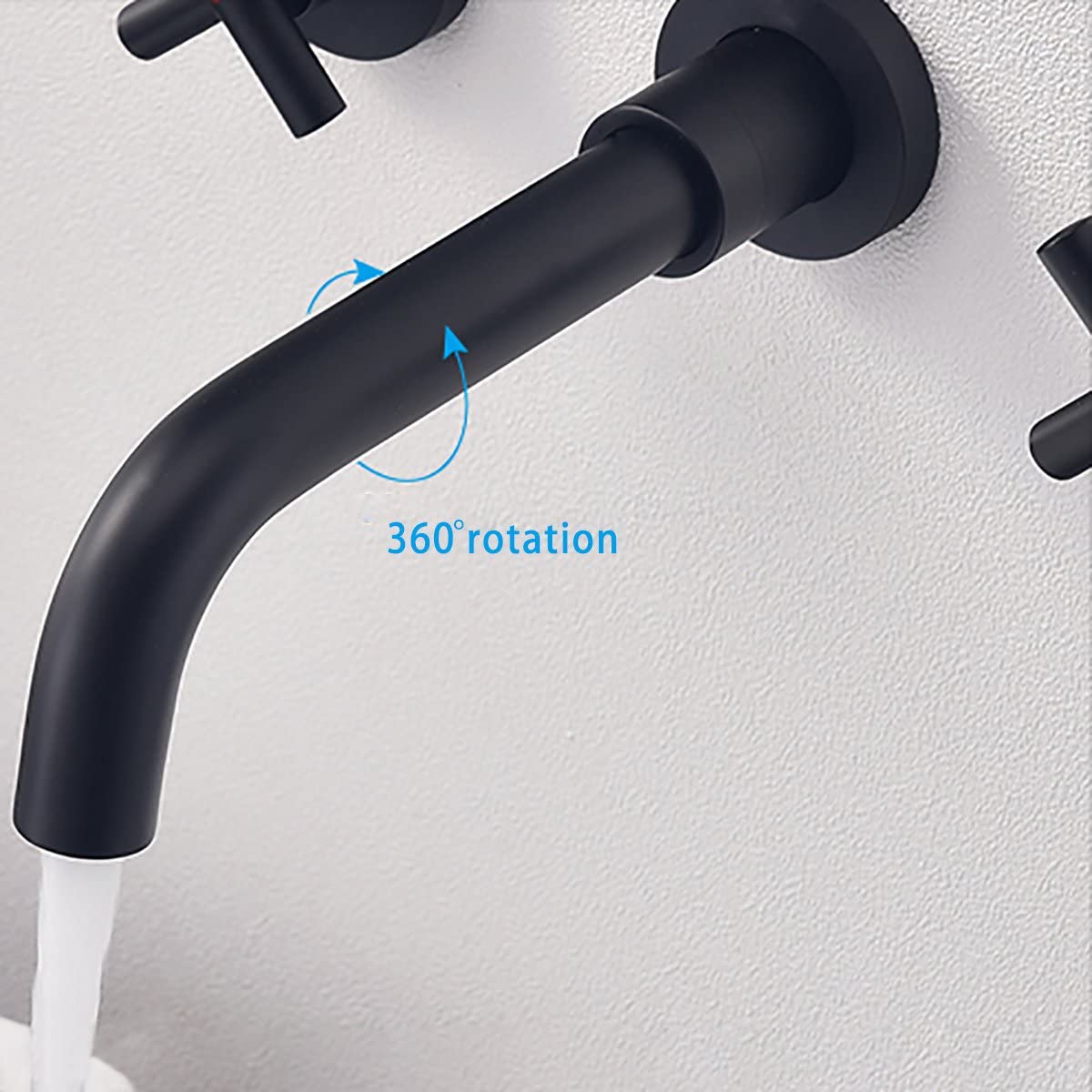 Wall-Mounted Bathroom Sink Faucet - Matte Black Brass