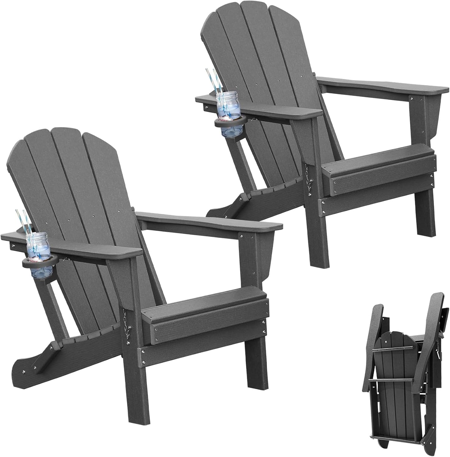 Adirondack Chairs Set Of 2, Plastic Chair, Chairs, HDPE Folding