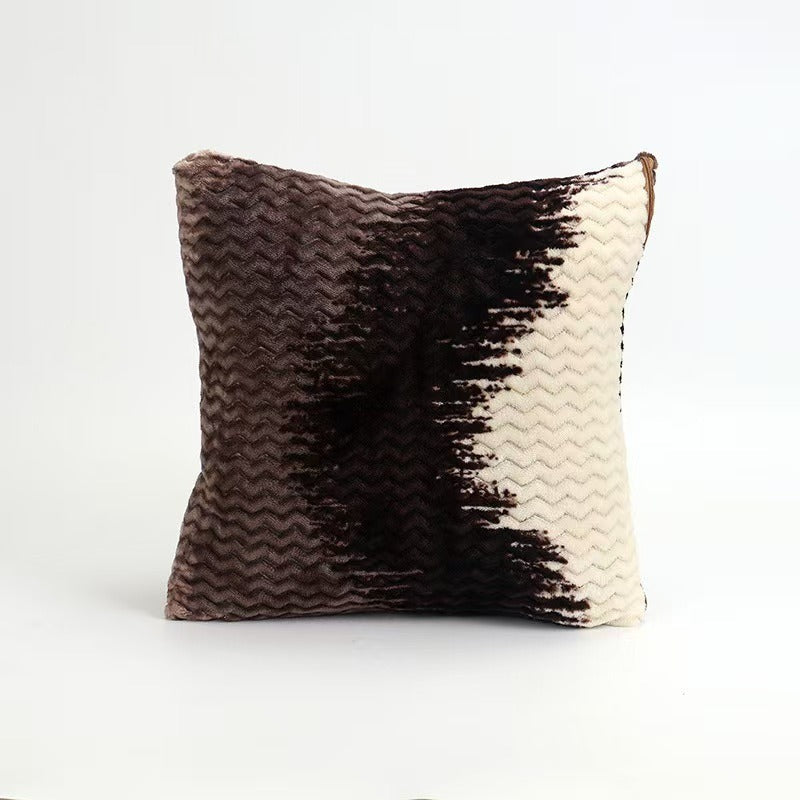 Faux Fur Ombre Throw Pillow - Wavy Texture Square Cushion for Home Decor