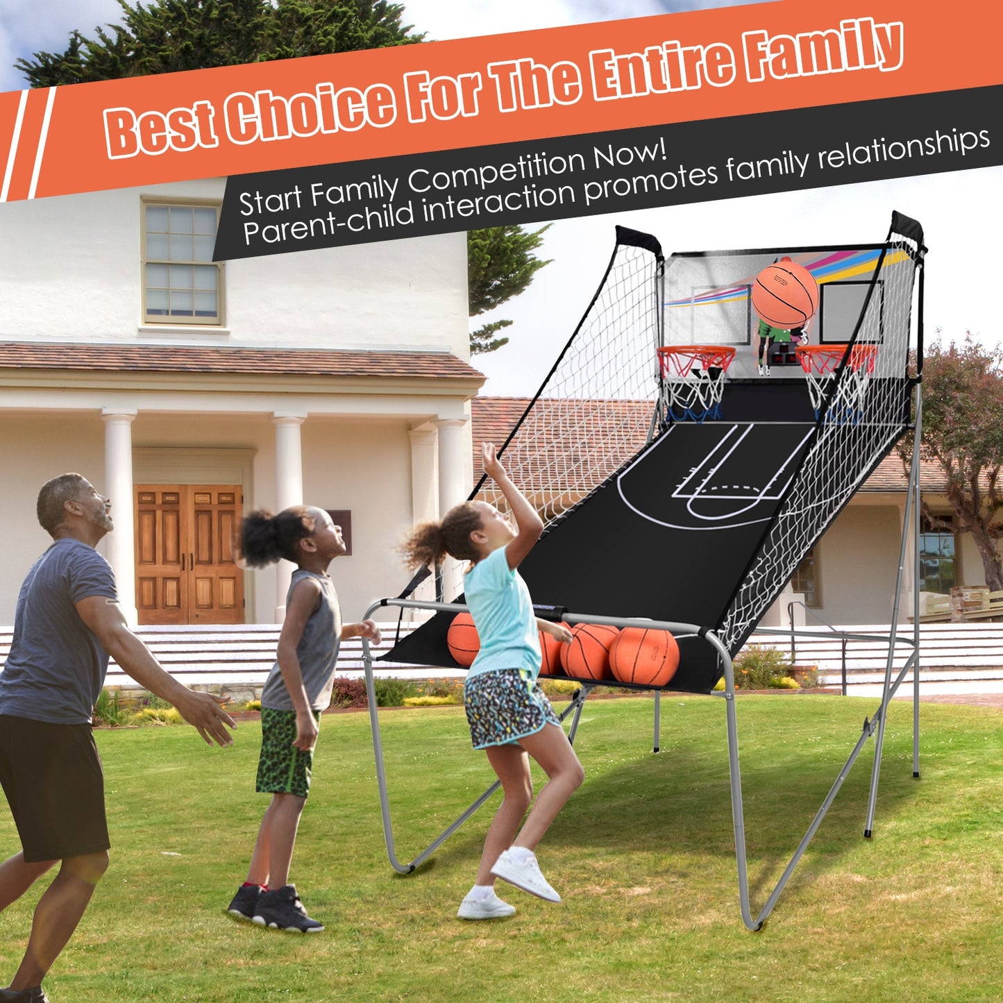 Double Electronic Basketball Game with 4 Balls - Indoor Fun