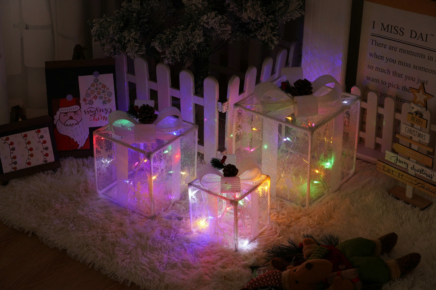 Remote Control Christmas Gift Box Lights - Holiday Decorative LED Set