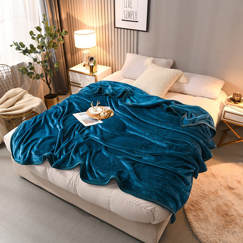 Thick Flannel Blanket for Bedroom and Dormitory Solid Color Winter Bedding