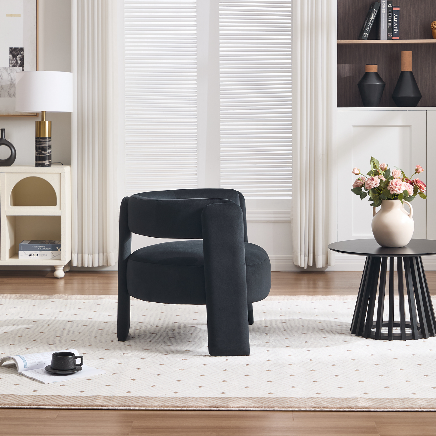 Modern Velvet Accent Chair - Comfy Single Sofa for Living Room