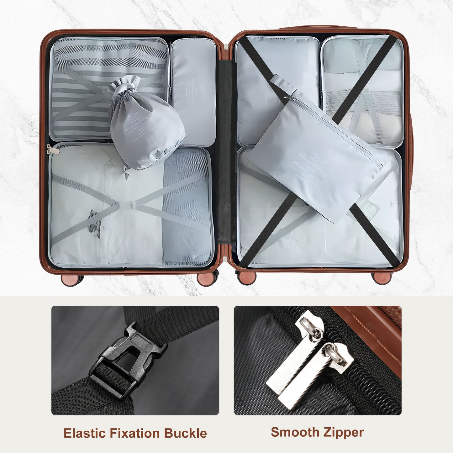 6-Piece Hardside Luggage Set with TSA Lock & Expandable Duffel Bag