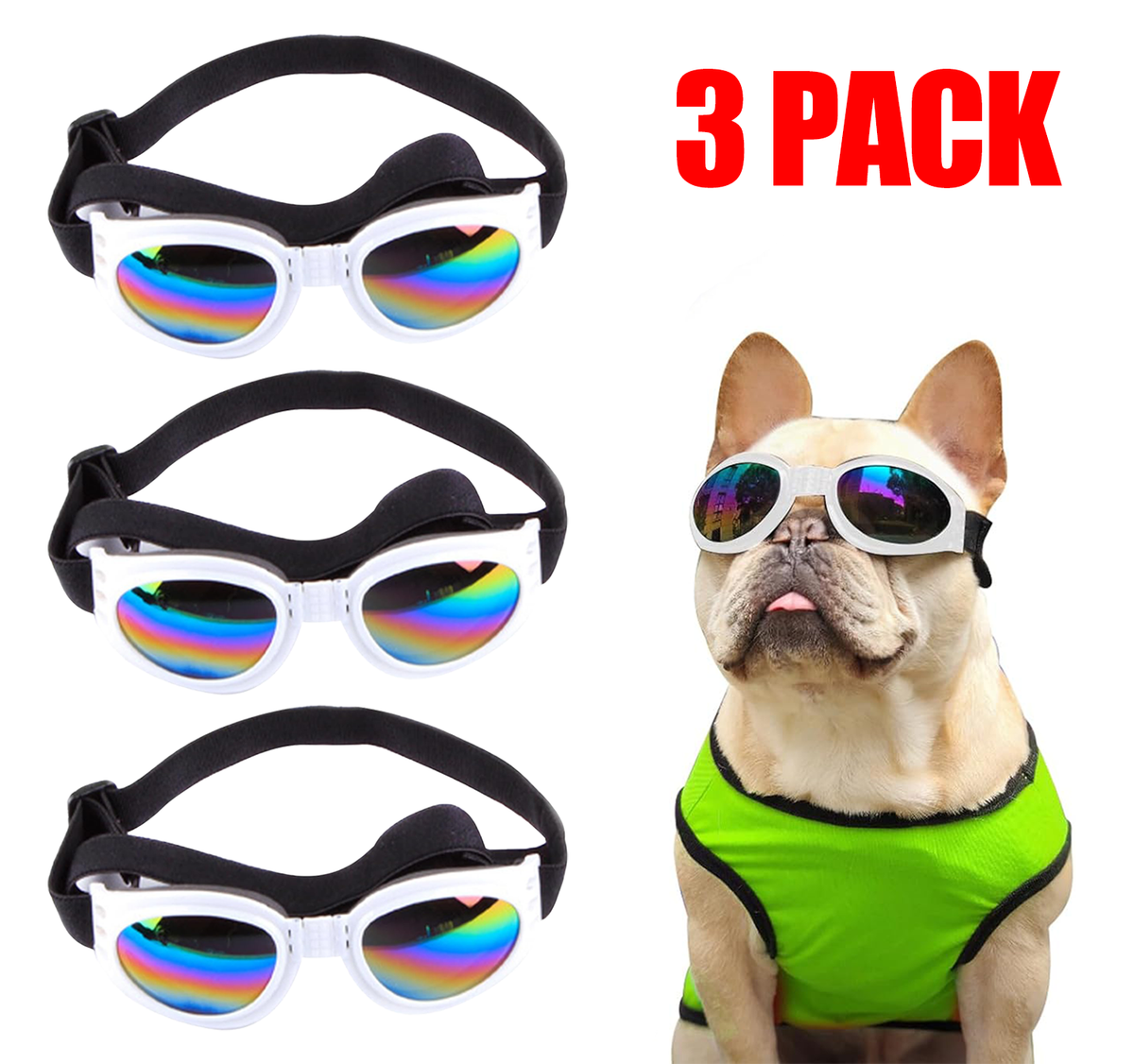 Pet Sunglasses Small Medium Dog Cat UV Wind Dust Proof Goggles with Adjustable Strap