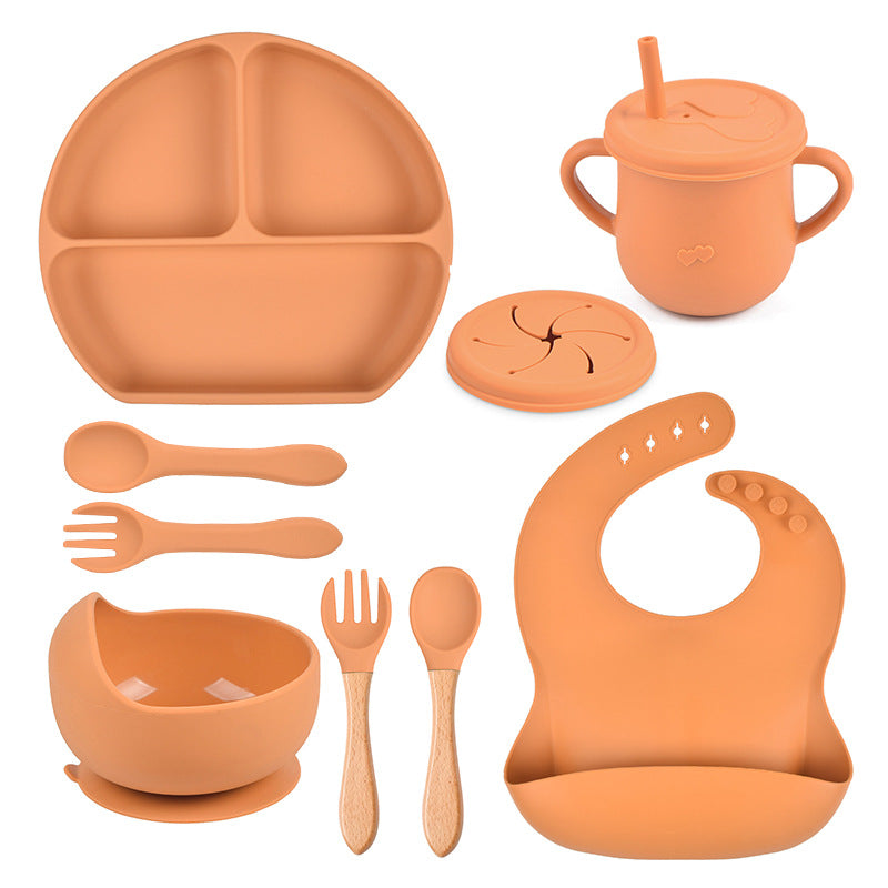 Silicone Solid Color Baby Tableware Set - Child Safe Dinnerware Kit