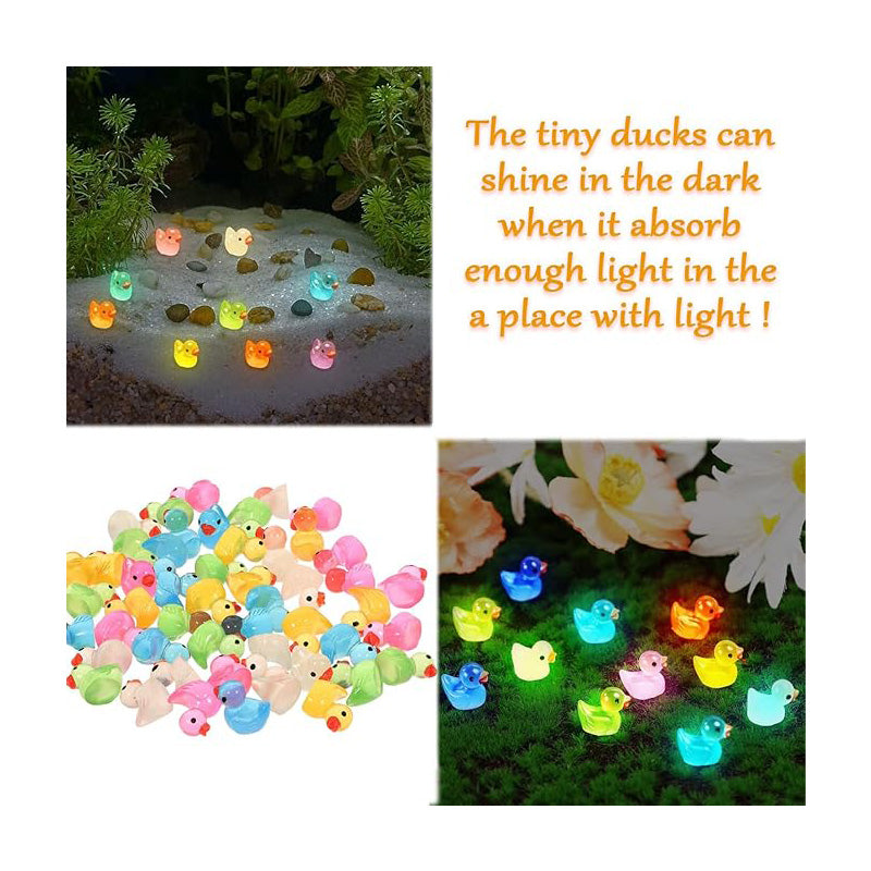 50 Pcs Mini Luminous Resin Ducks - Glow in the Dark Garden Decor