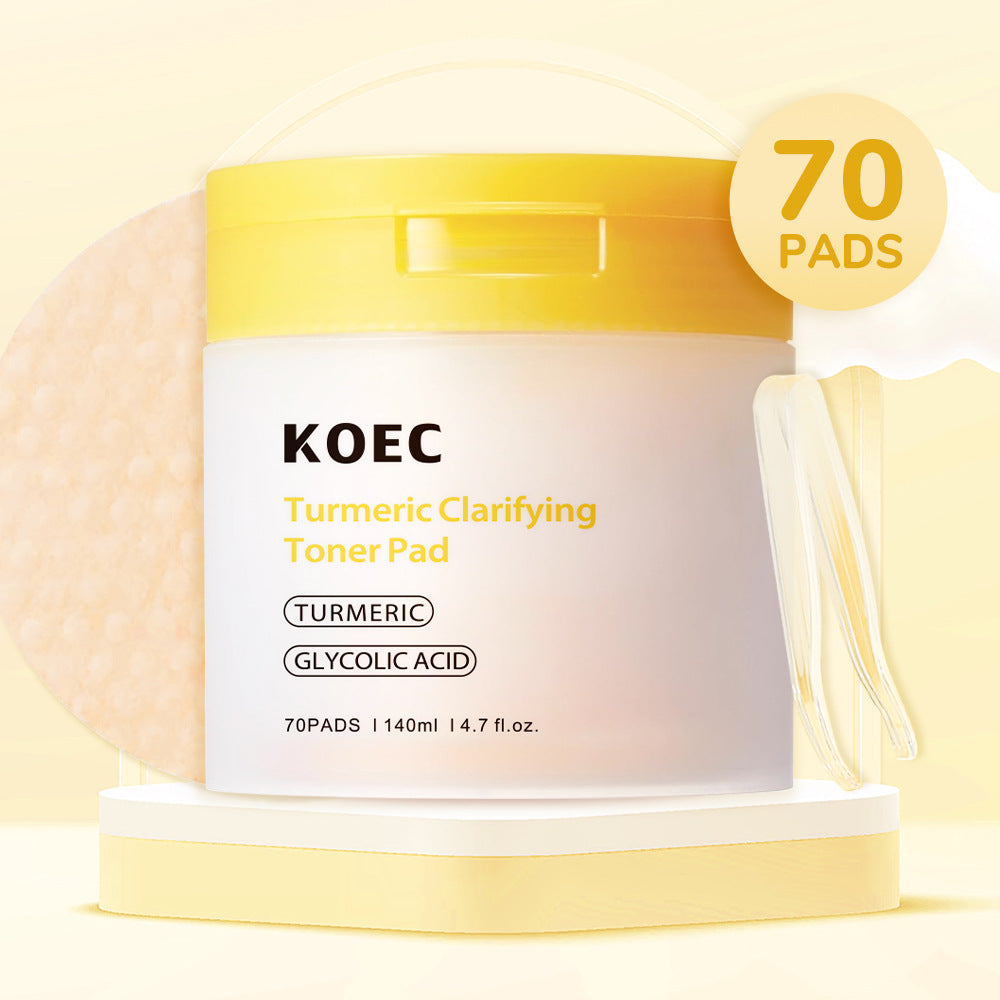 Turmeric Glycolic Acid Cotton Cloth Set with Tweezers - 70 pcs Skin Care