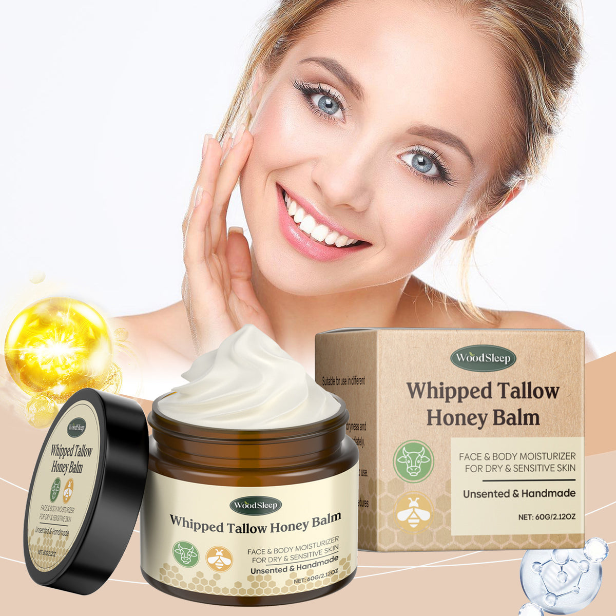 Moisturizing Skin Care Cream - Gentle, Nourishing, 60g
