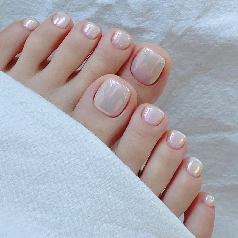 Foot Fake Nails Warm Aurora Solid Color Nail Tips - Easy Wear