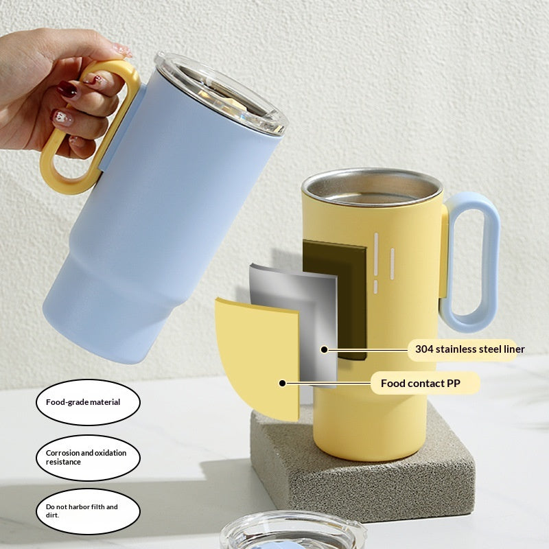 Double-Walled Stainless Steel Coffee Mug 560ml with Handle - Luxury Home Drinkware