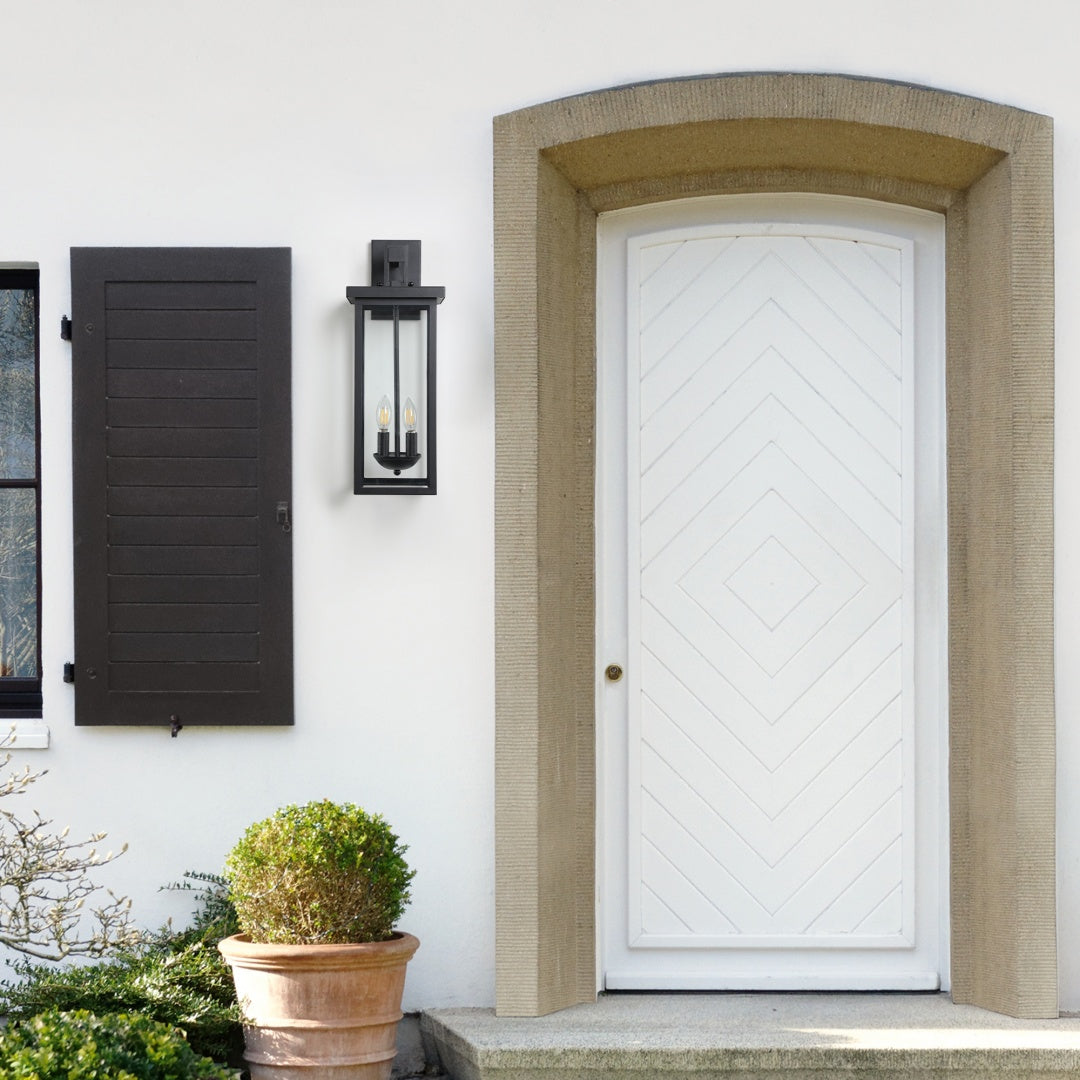 Outdoor Wall Lantern with Dusk to Dawn Sensor - Matte Black