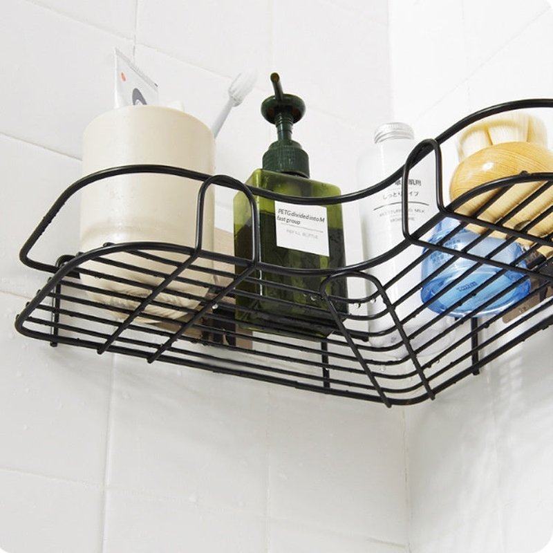 No-Drill Wall-Mounted Storage Rack with Adhesive Hooks, High Load Capacity