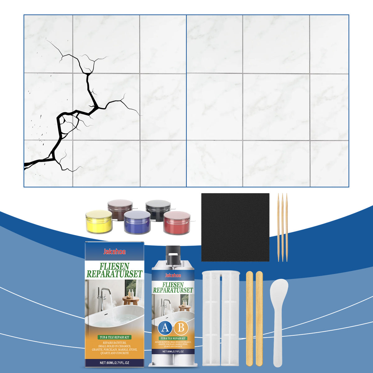 Ceramic Tile Repair Kit - Seamless Bonding for Bathroom & Kitchen Surfaces