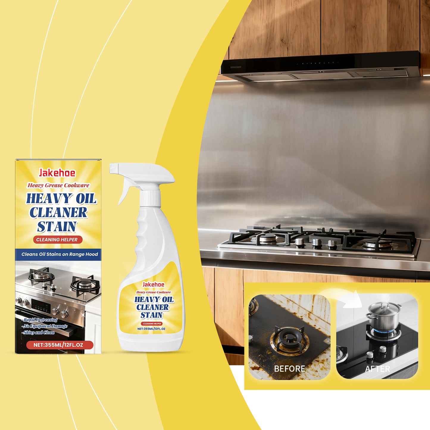 Heavy Oil Cleaning Agent - 355ml Kitchen Storage Cleaner