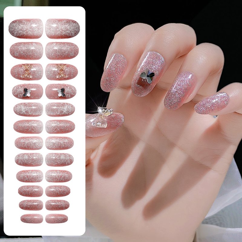 Fake Nail Patches with Jelly Glue - 24 Pieces